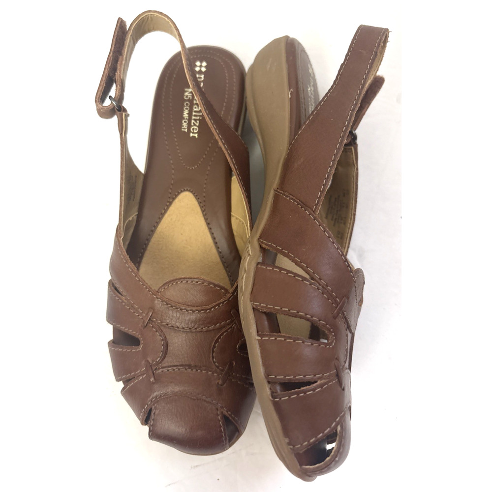 Naturalized Cyrus Cognac Leather Sandals Women Size 7.5M